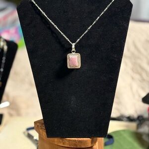 Elegant Pink Stone Pendant Necklace